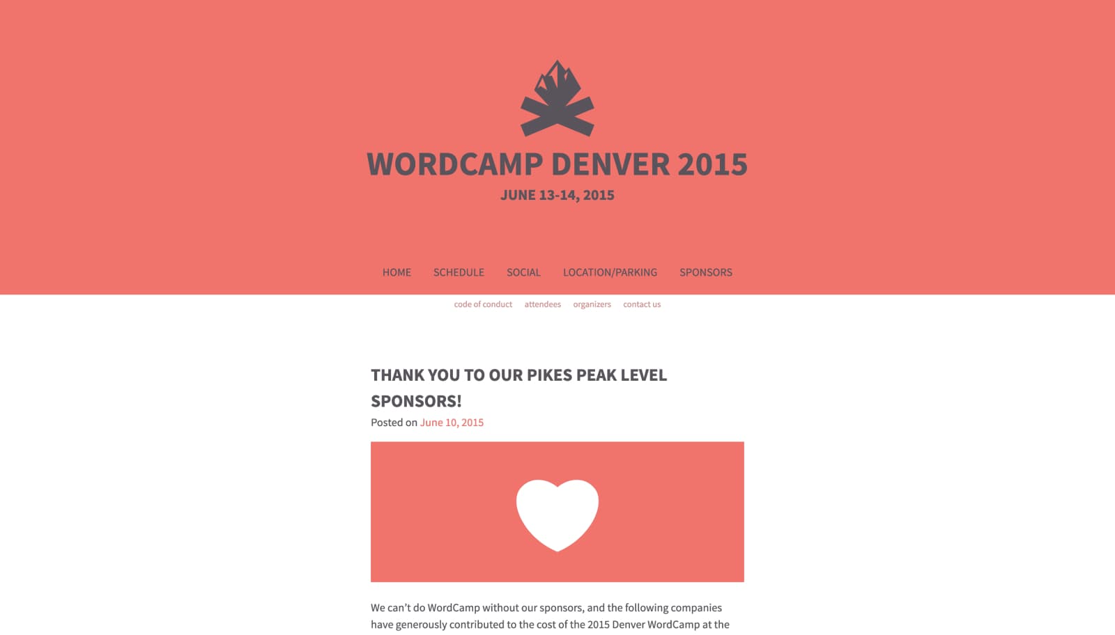 WordCamp Denver home page